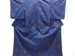 未使用品　十字に絣柄織り出し手織り紬着物